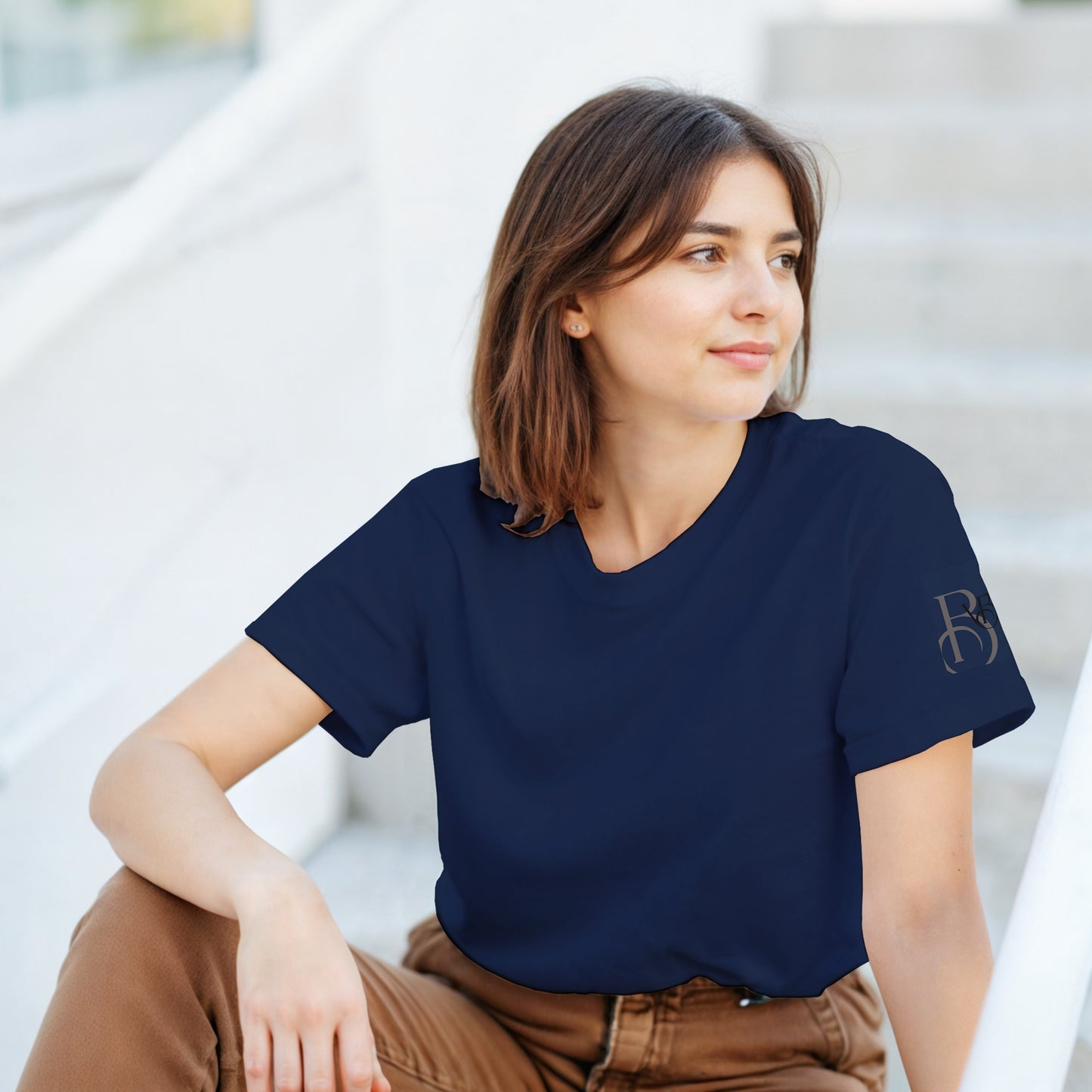 Minimalist Monogram Sleeve T-Shirt – Forest Green | Unisex Fit