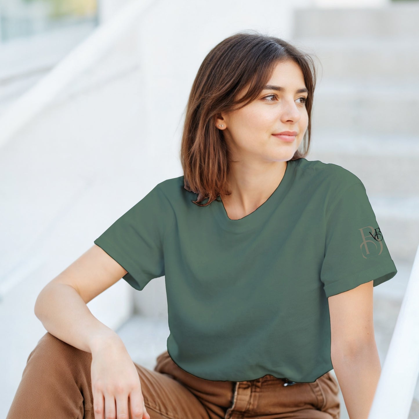 Minimalist Monogram Sleeve T-Shirt – Forest Green | Unisex Fit